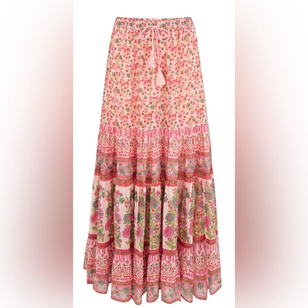 Arnhem Pink Floral Tiered Maxi Skirt - Picture 2 of 9